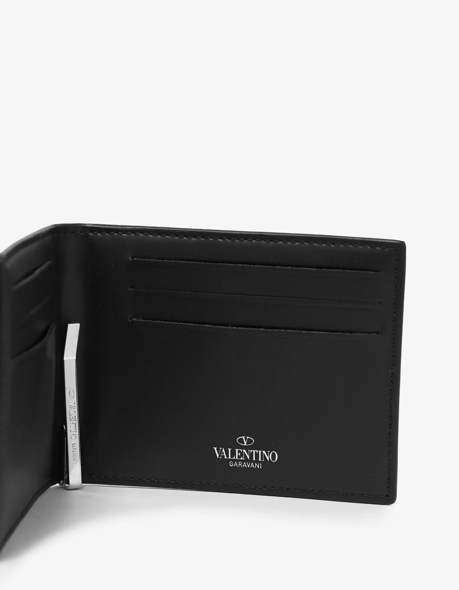 Black Leather VLTN Billfold Wallet