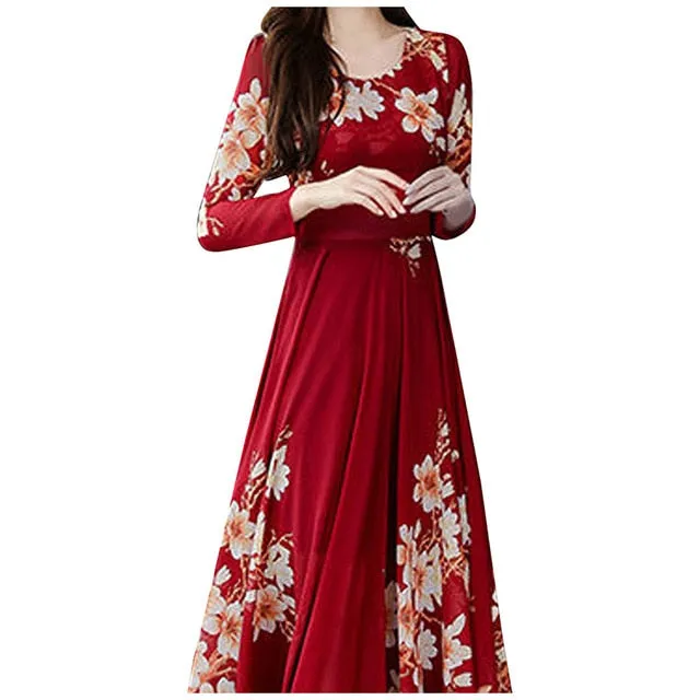 Bohemian Style Plus Size 4xl 2020 Summer New Arrival A-line Long Sleeve Long Dress Vestidos