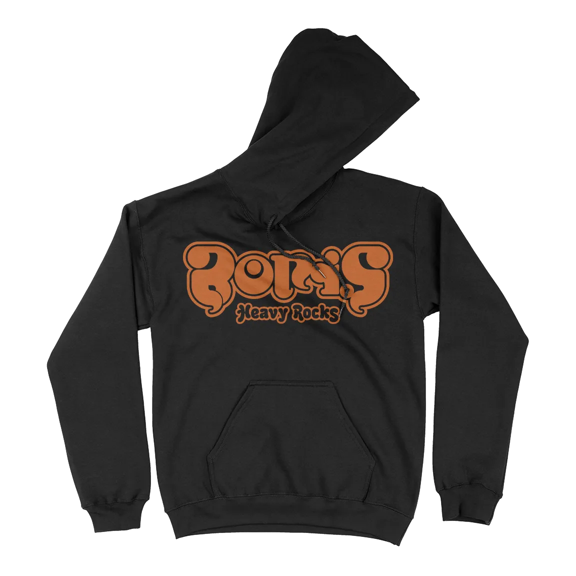 Boris "Heavy Rocks: Orange Logo” Black Hooded Sweatshirt