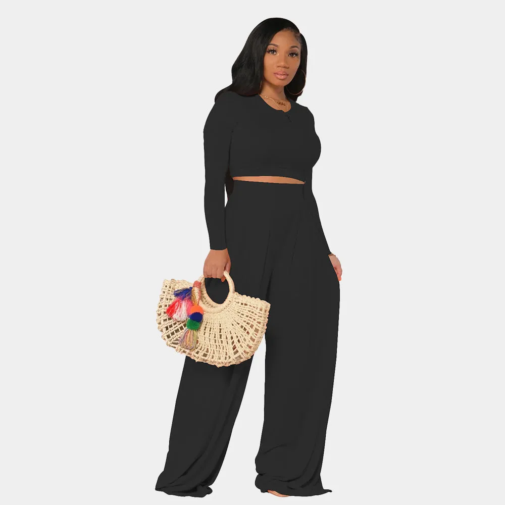 Bucket  Floor Length Wide Pant Set