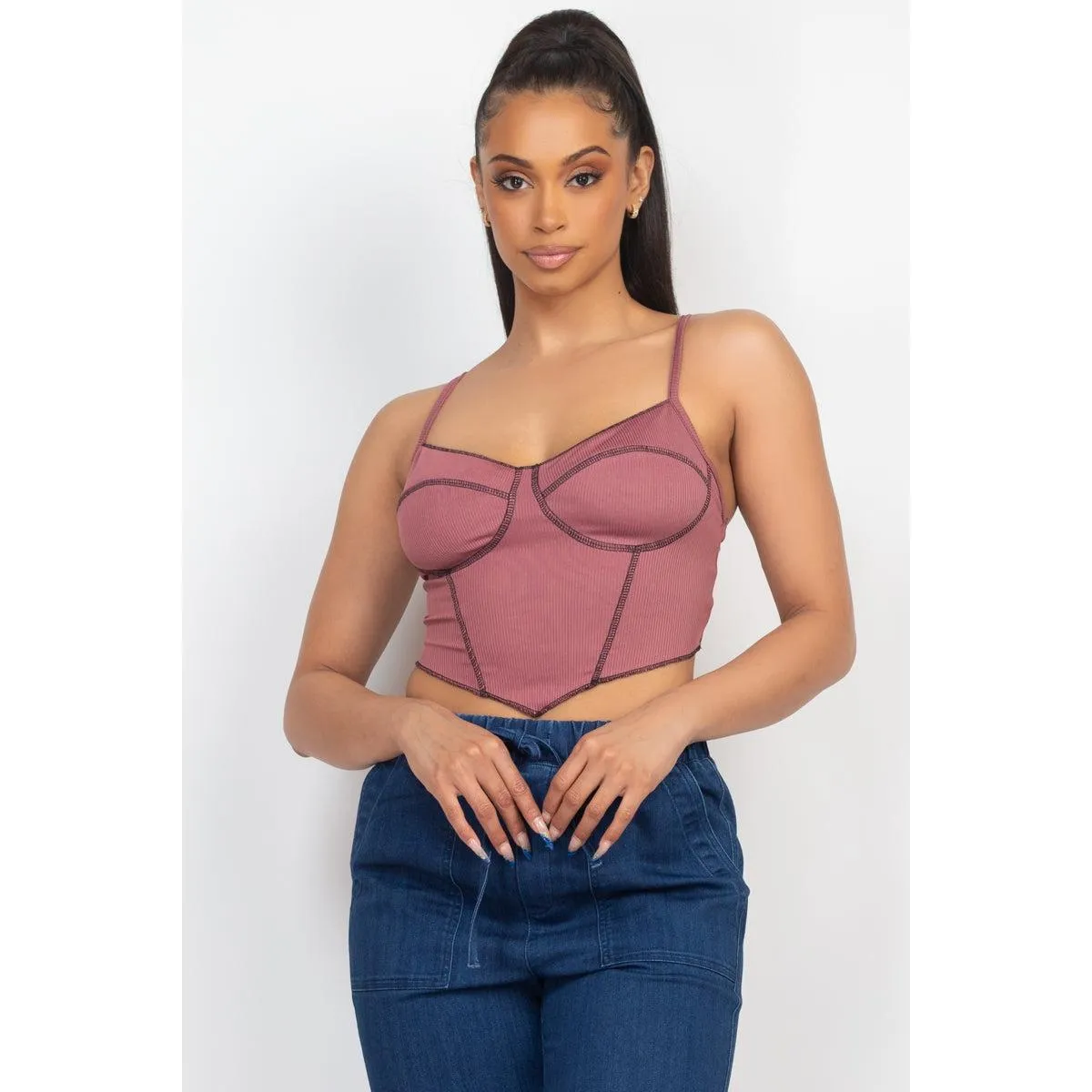 Bustier Sleeveless Ribbed Top