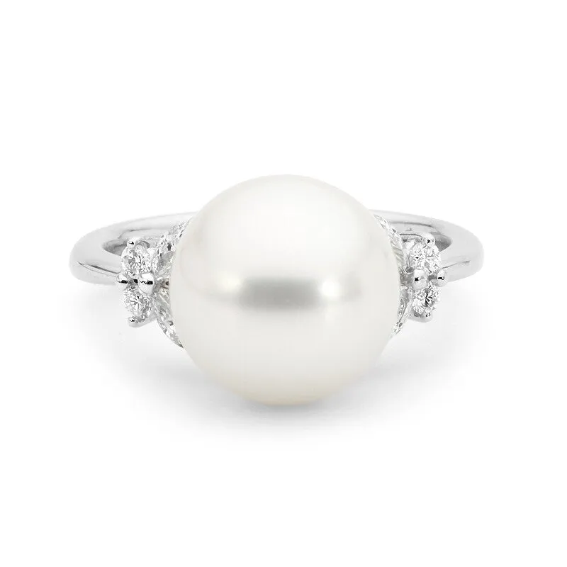 Butterflies Pearl and Diamond Ring