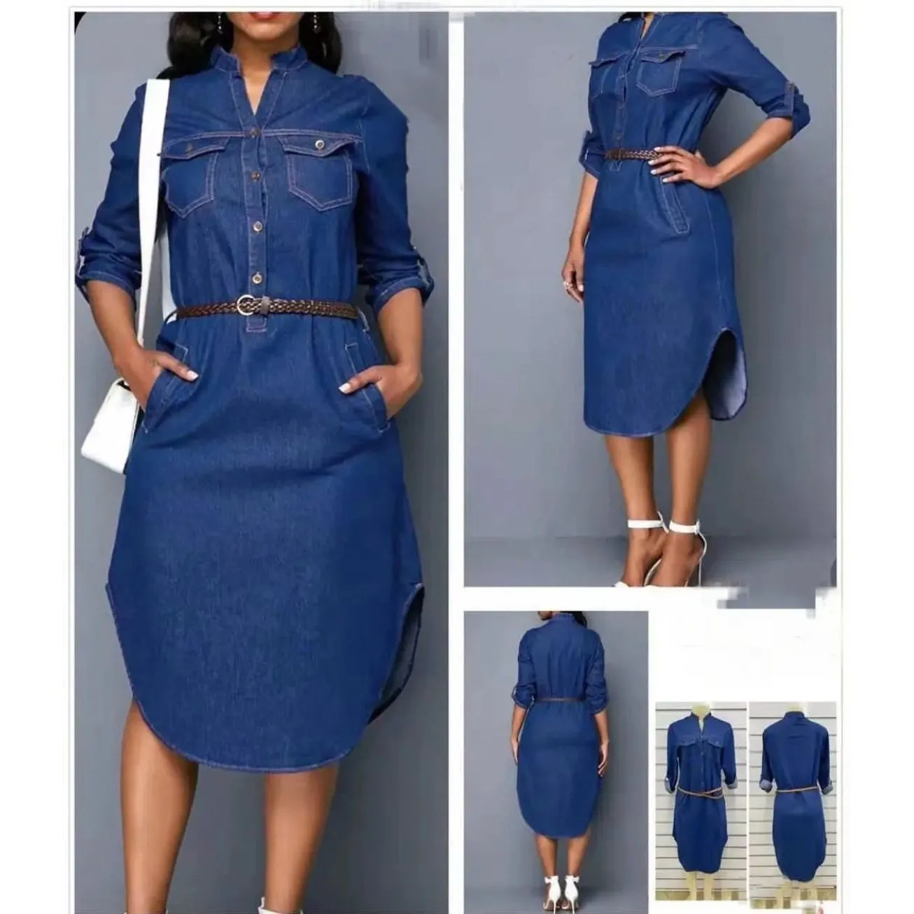 Button Detailed Denim Dress