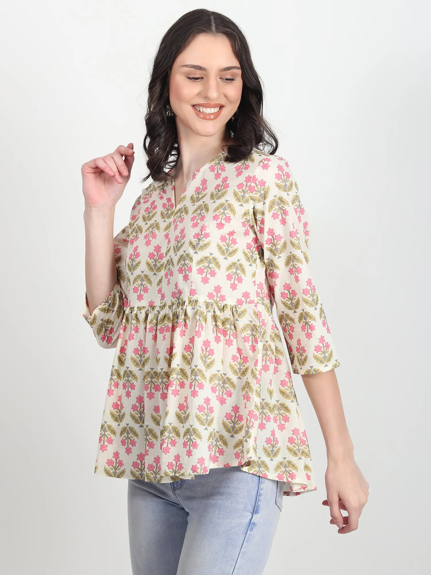 Candice pink floral printed Top