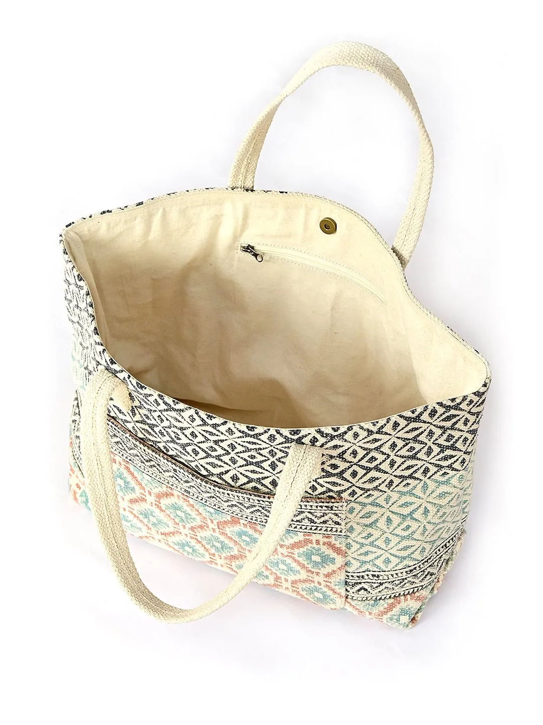 CASSIA - HAND BLOCK COTTON PRINTED TOTE BAG