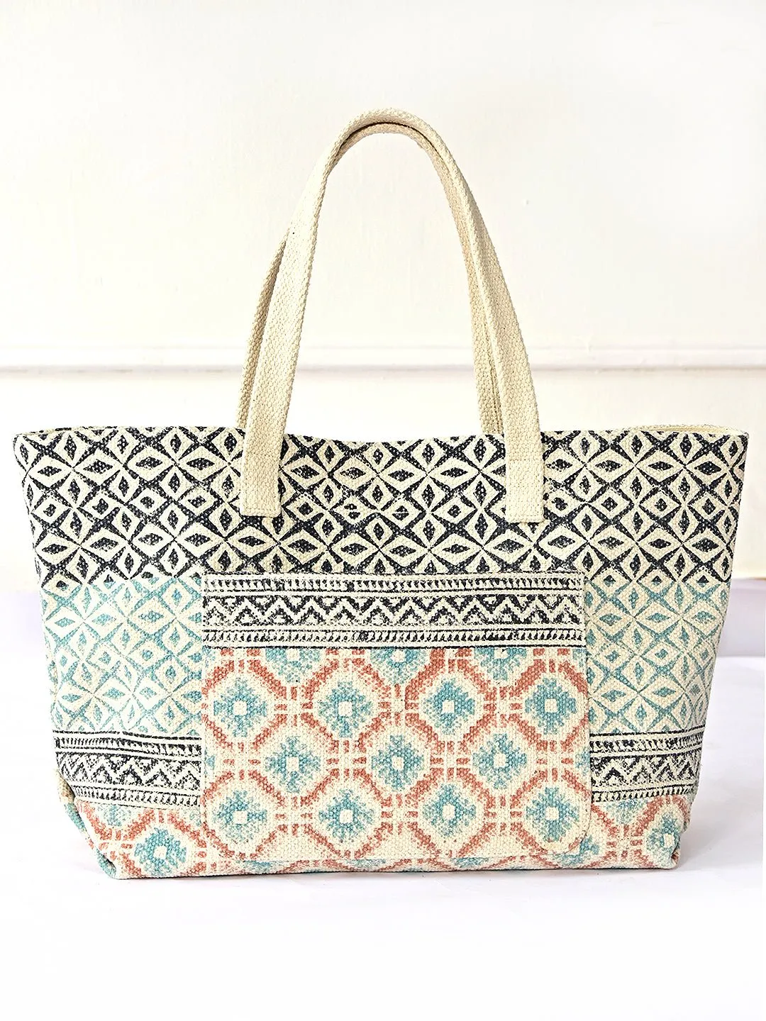 CASSIA - HAND BLOCK COTTON PRINTED TOTE BAG