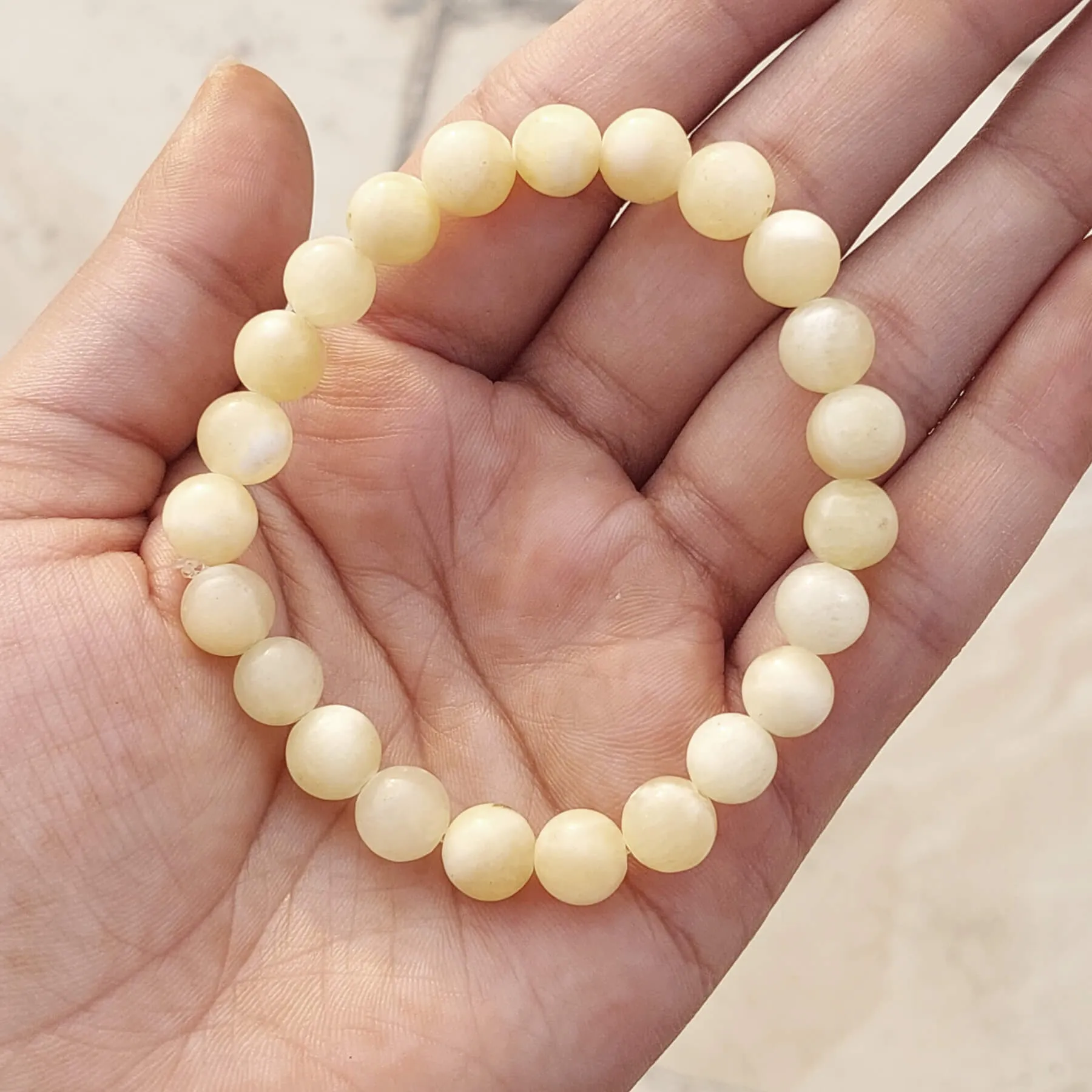 Certified Yellow Calcite 8mm Natural Stone Bracelet