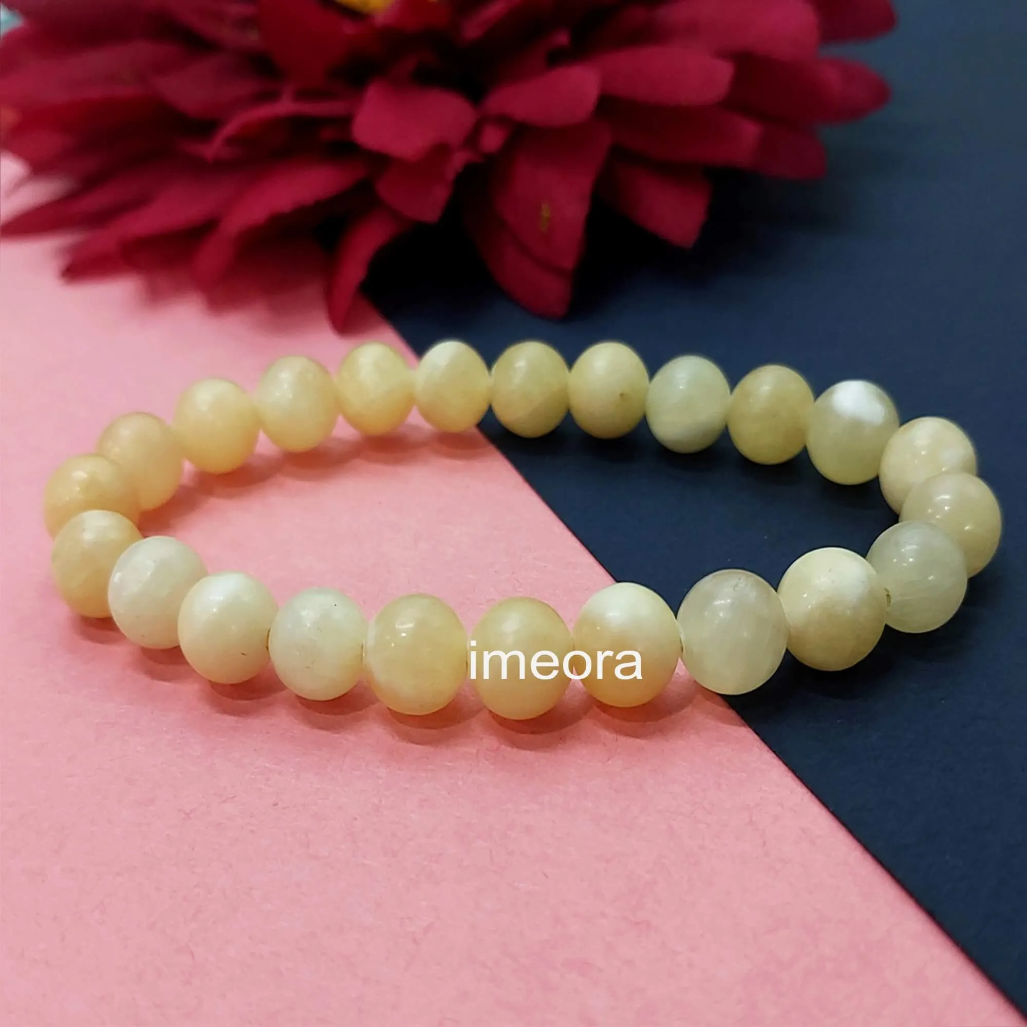 Certified Yellow Calcite 8mm Natural Stone Bracelet