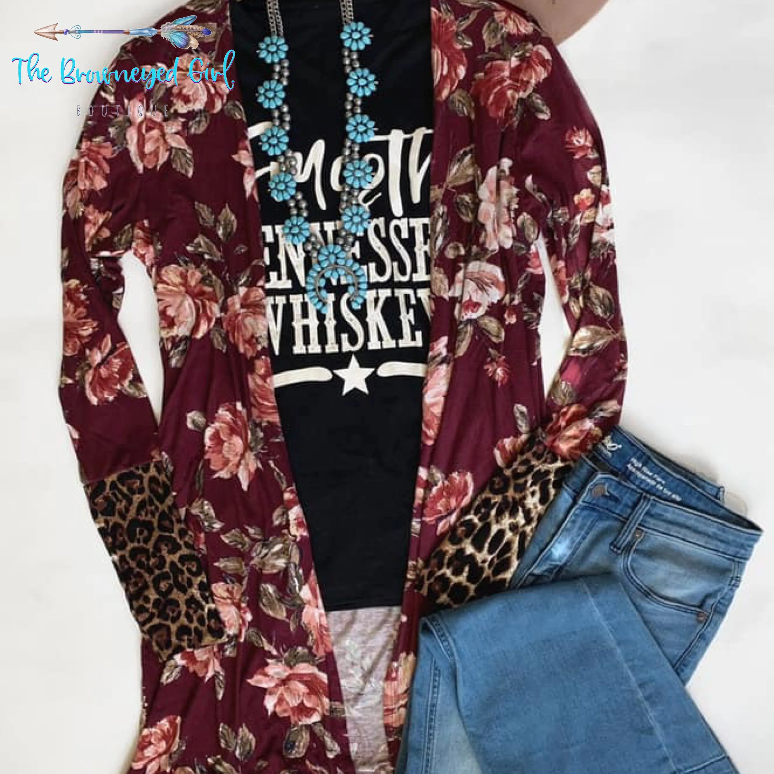 Cheyenne Floral Mixed Print Thumbhole Cardigan