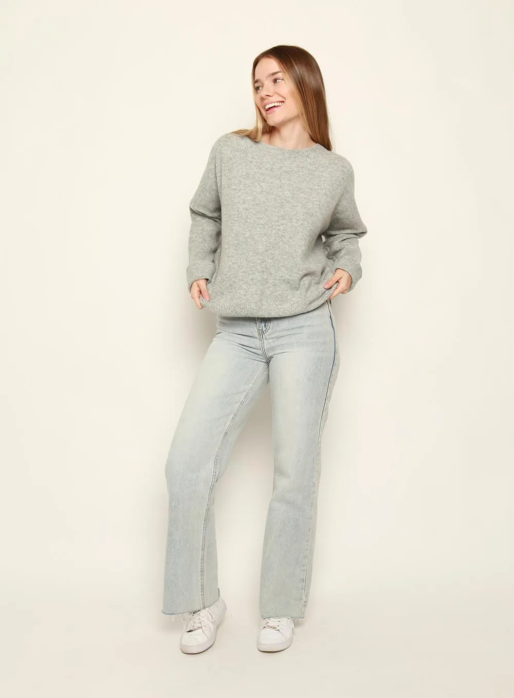 Christina Essential Knit Jumper-Grey