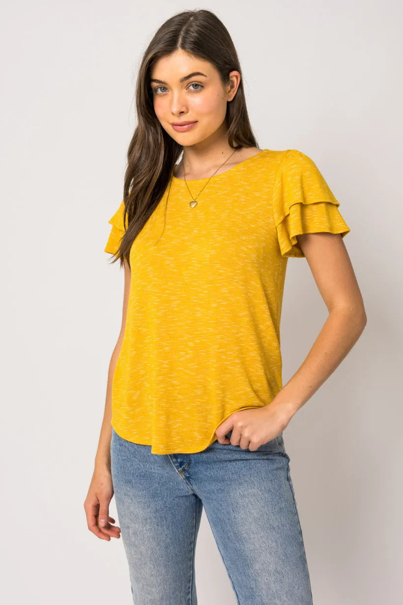 Christine - A Double Ruffle Short Sleeve Crew Neck Top