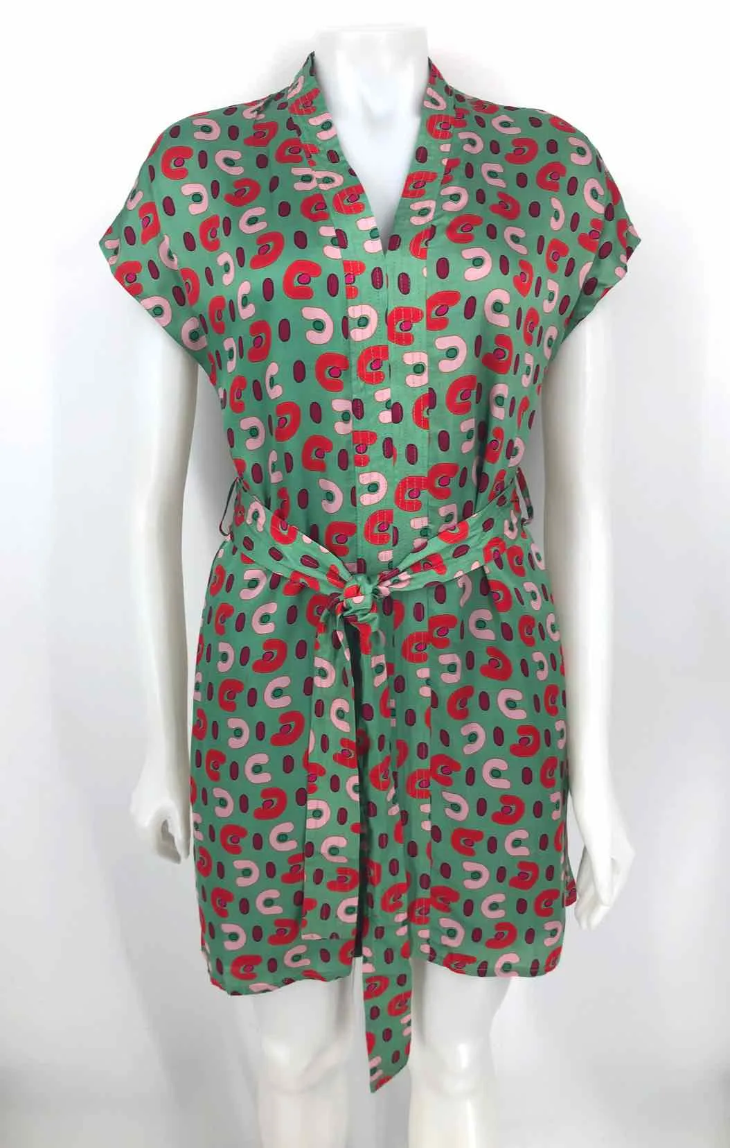 CIEBON Green Red & Pink Print w/belt Size SMALL (S) Dress