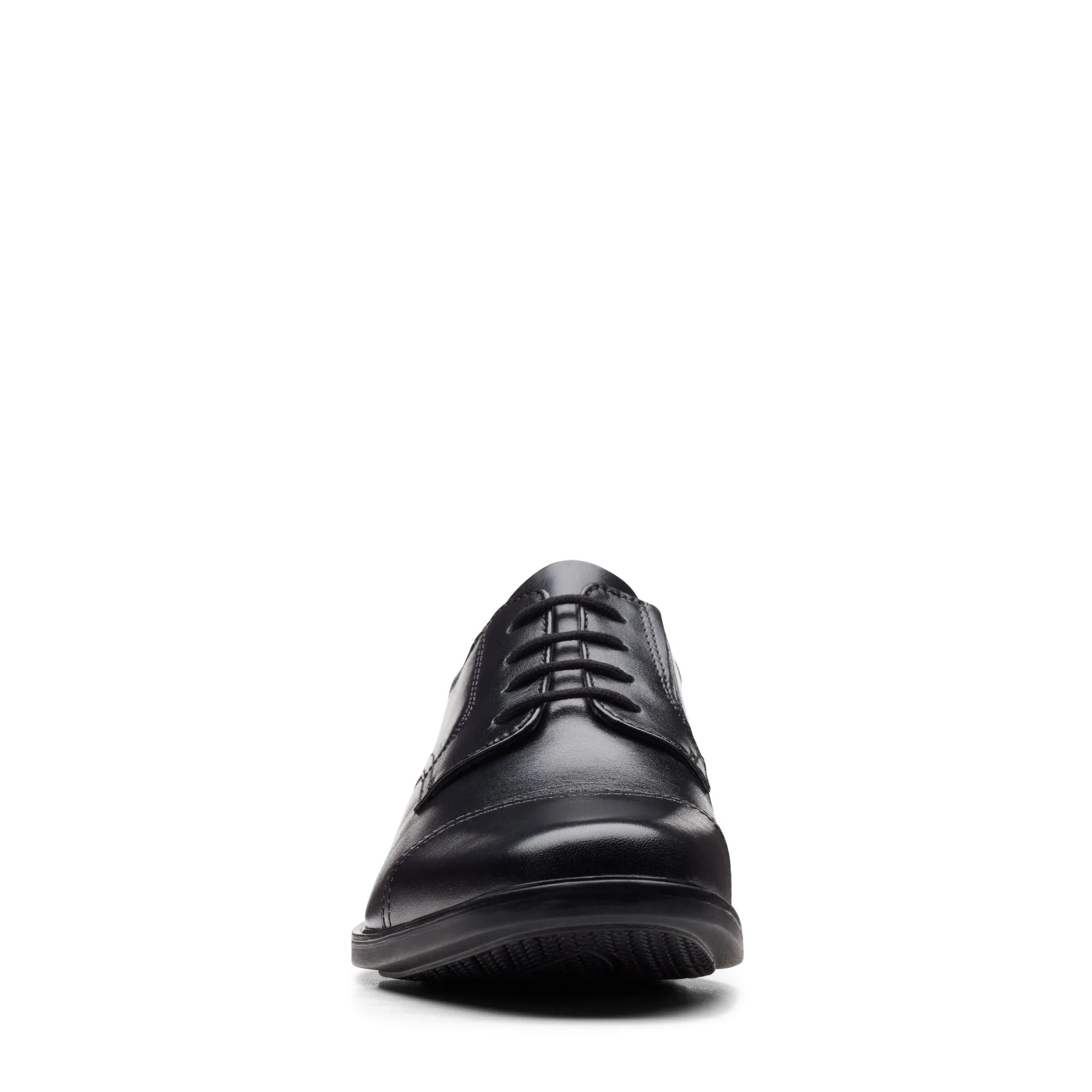 Clarks Howard Cap Black Leather - Standard Width