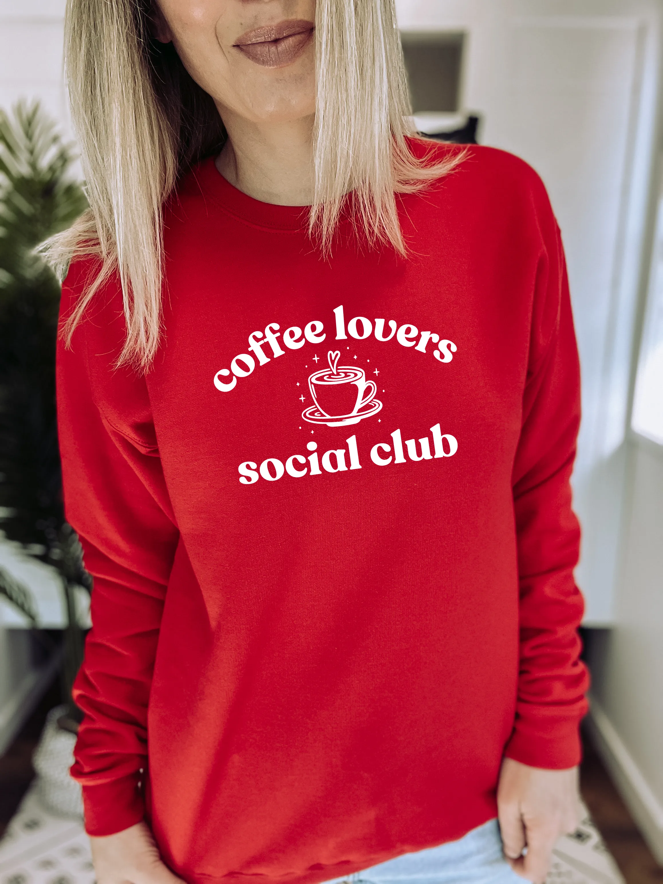 Coffee Lovers Social Club Cozy Crew Neck Sweater