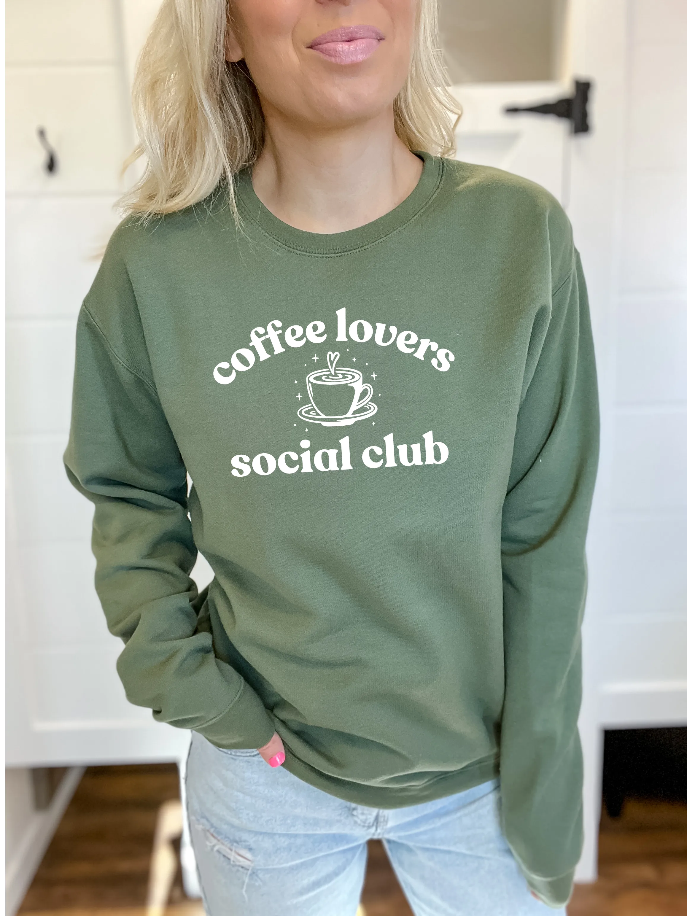 Coffee Lovers Social Club Cozy Crew Neck Sweater