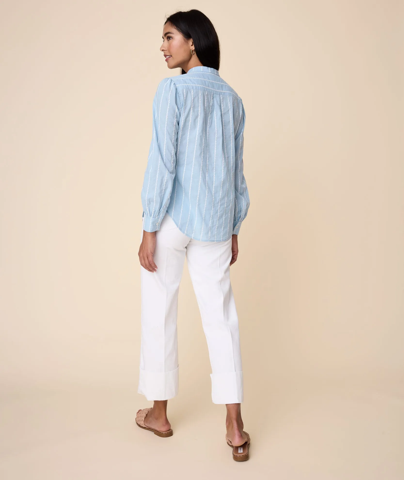 Cotton Band Collar Jocelyn Shirt - FINAL SALE