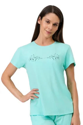 Cotton Blend Sleep T-shirt - Aruba Blue