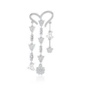 Crystal Heart Tassel Earrings