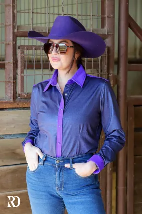 DENIM & PURPLE PERFORMANCE RODEO SHIRT (ADULT)