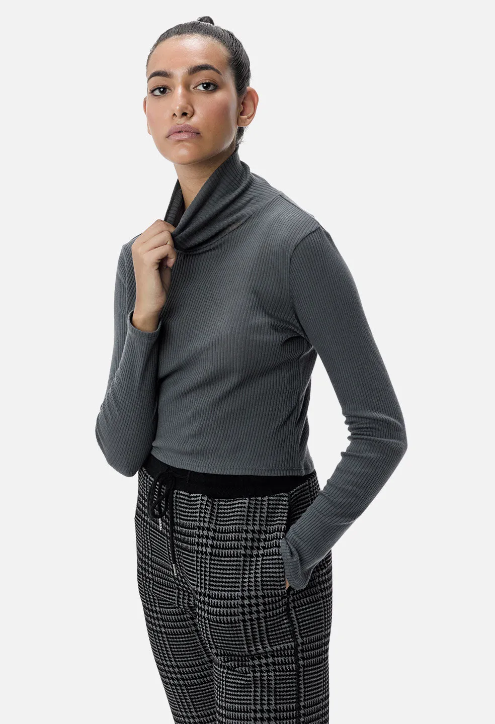 Des Cashmere Rib Turtleneck / Charcoal