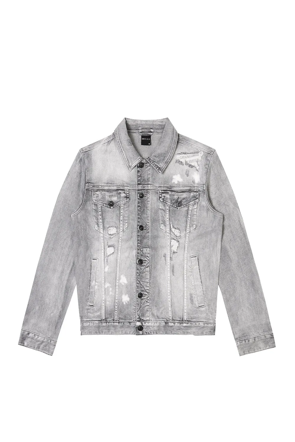 Distressed Rip & Repair Jean Jacket - Union Grey