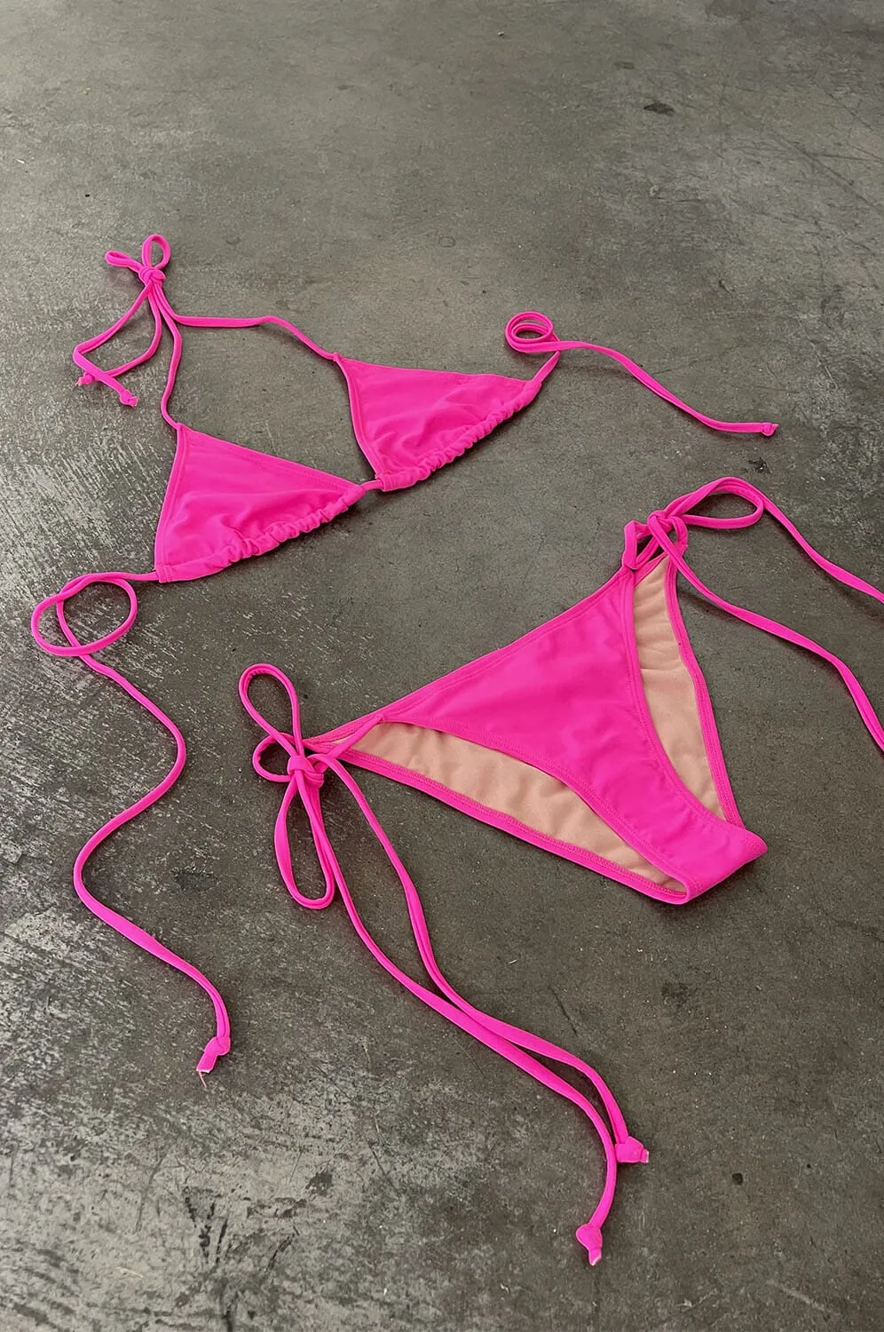 Electric Pink Bikini and Mesh Dress Set