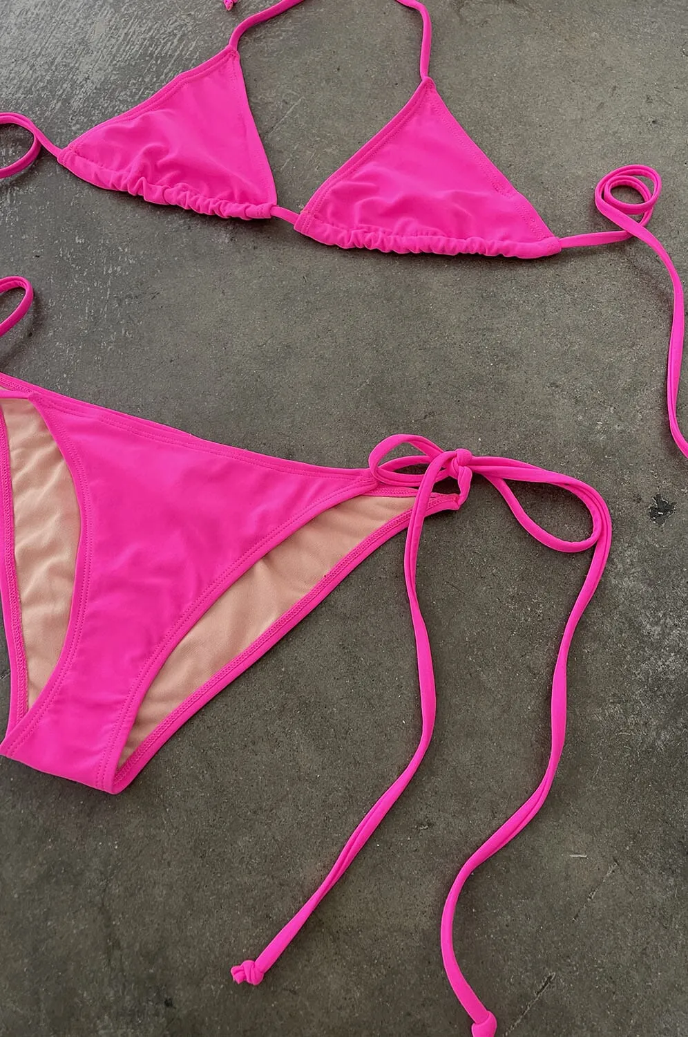 Electric Pink Bikini and Mesh Dress Set