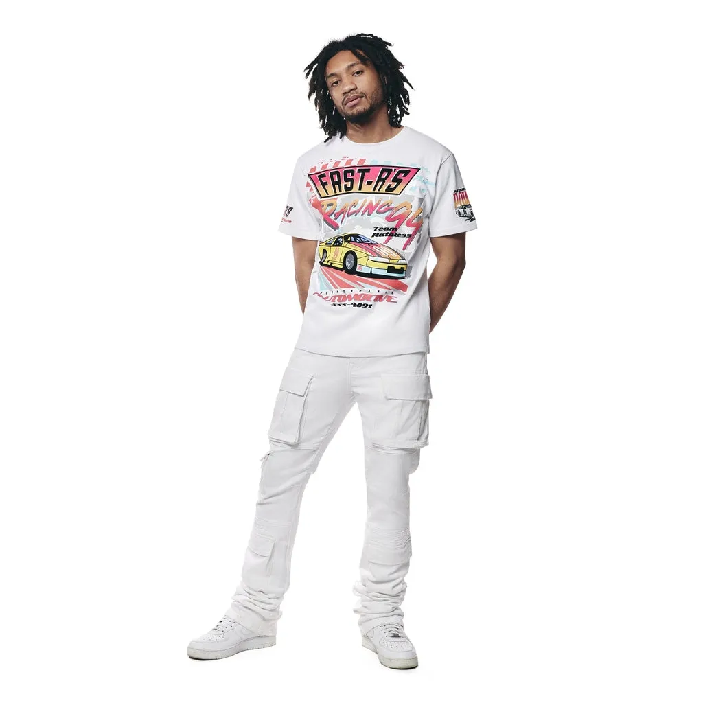 Embroidered Patched & Graphic Printed T-Shirt - White