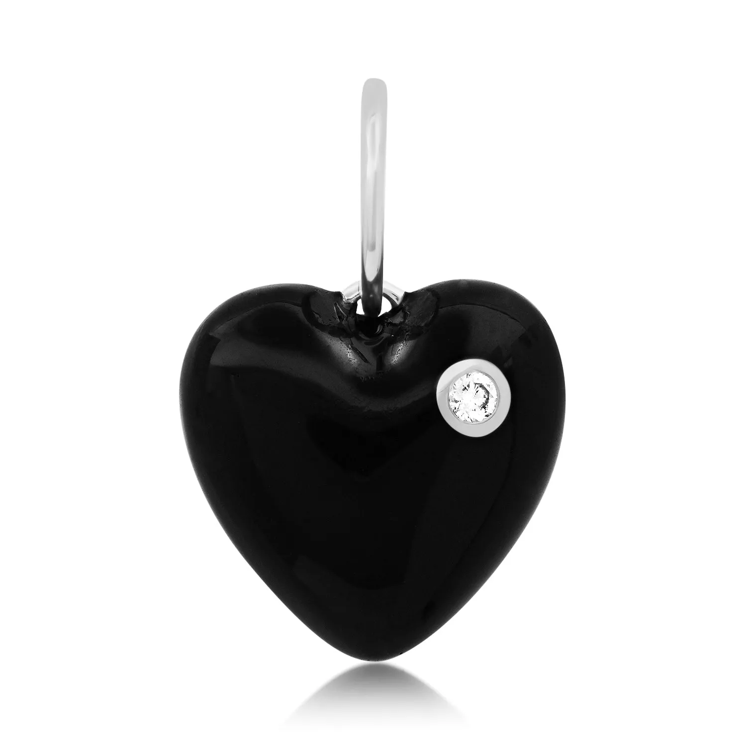 Enamel Love Hearts Charm with Diamond Bezel