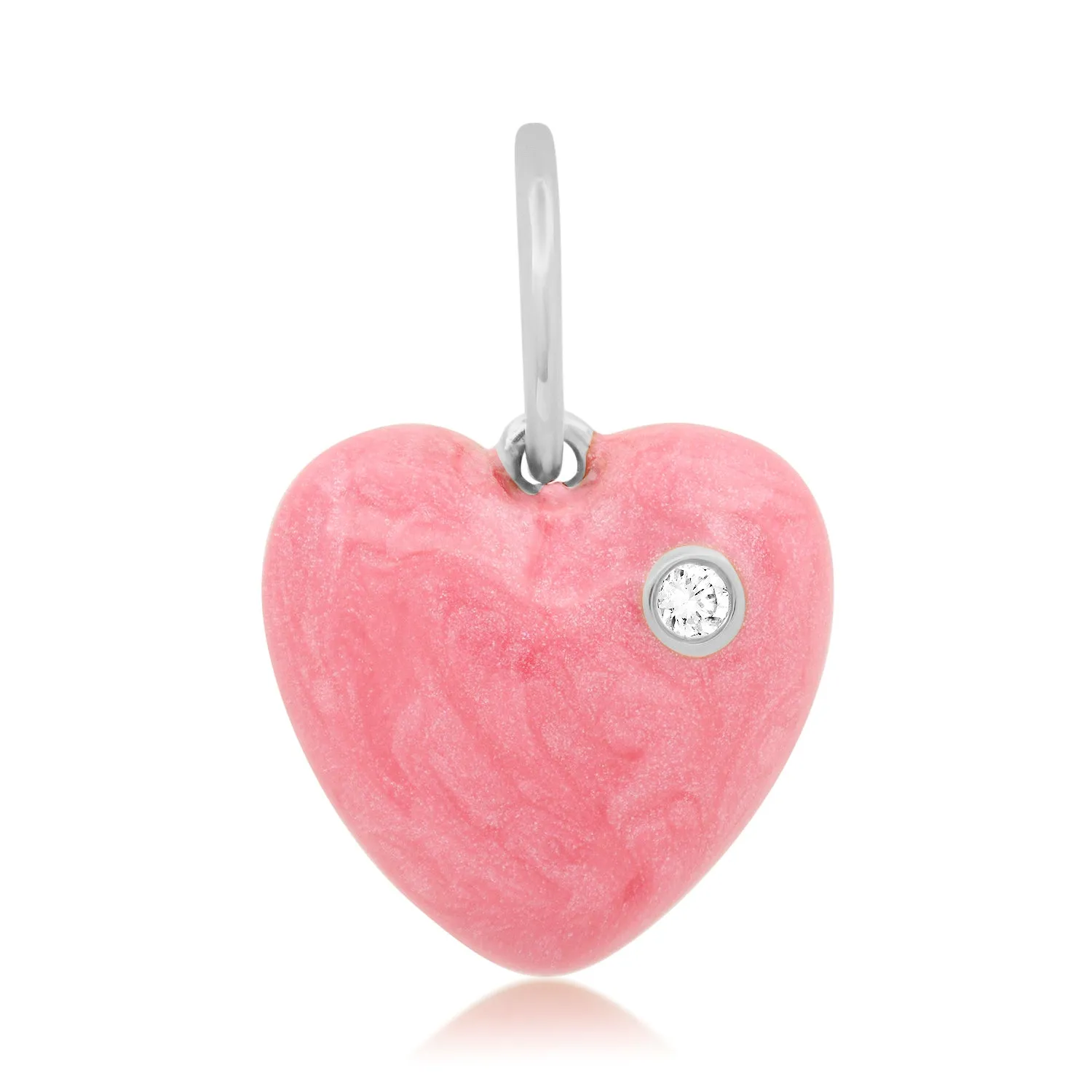 Enamel Love Hearts Charm with Diamond Bezel