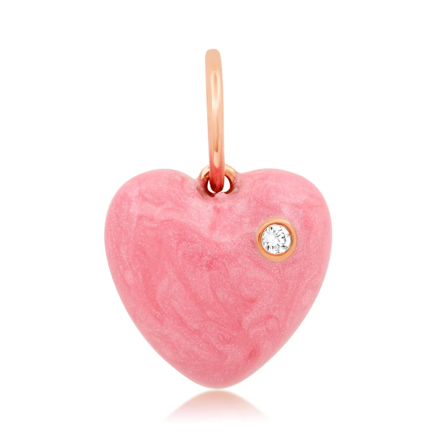 Enamel Love Hearts Charm with Diamond Bezel