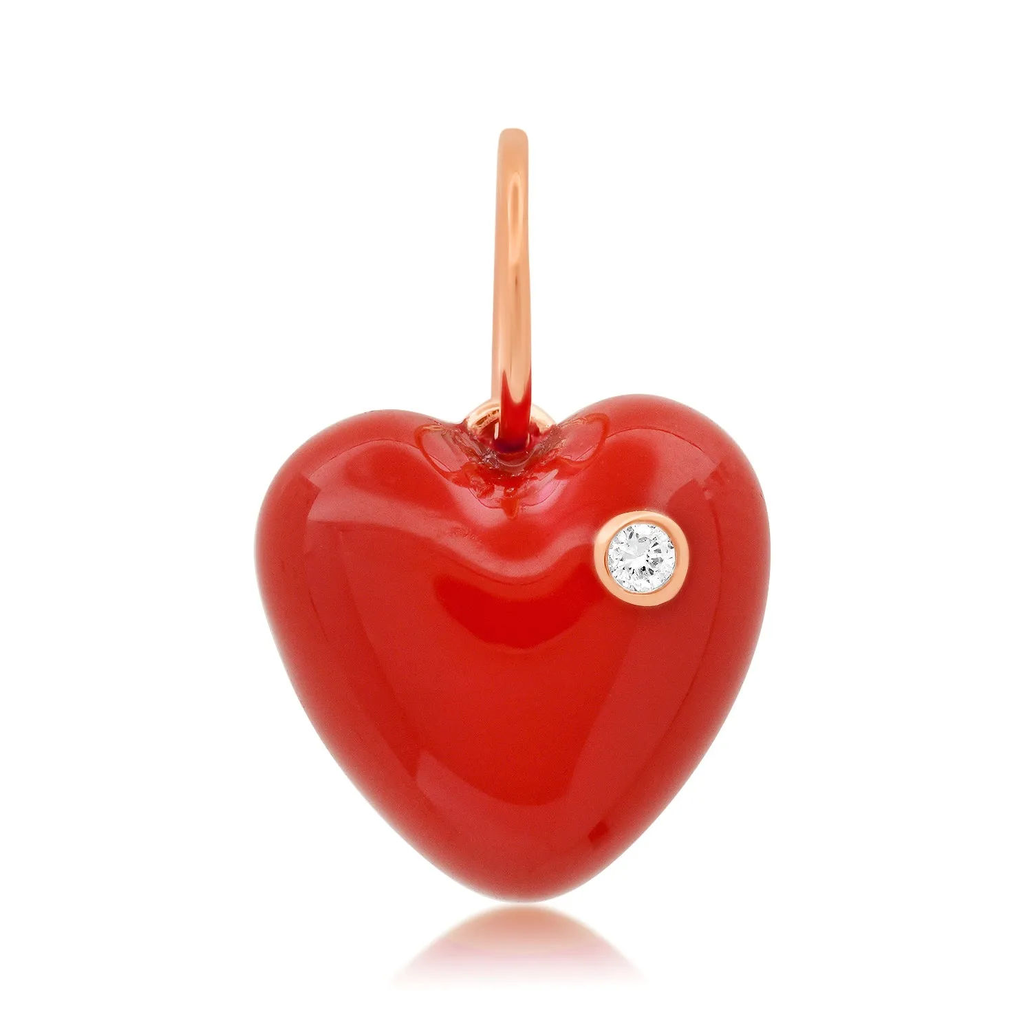 Enamel Love Hearts Charm with Diamond Bezel