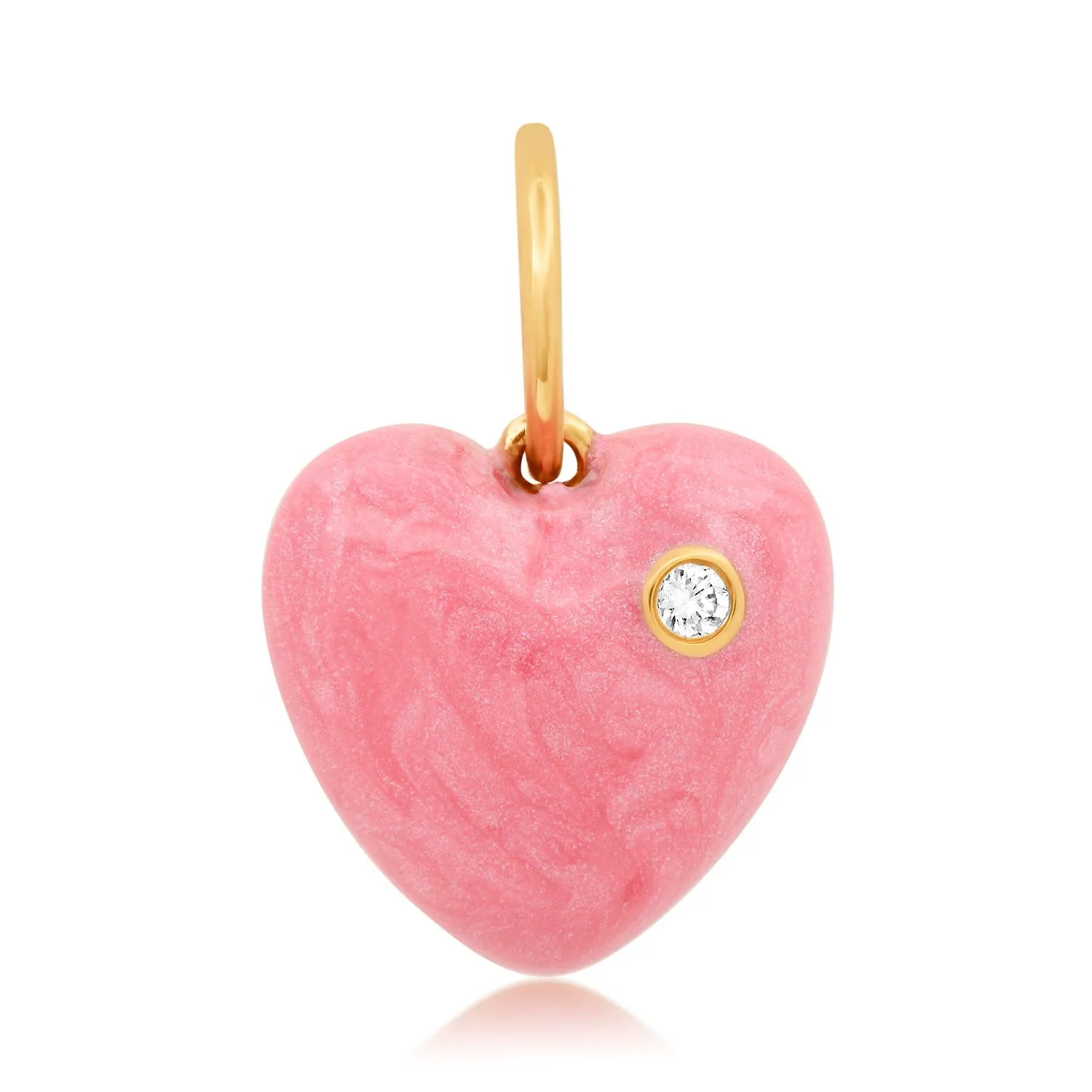 Enamel Love Hearts Charm with Diamond Bezel