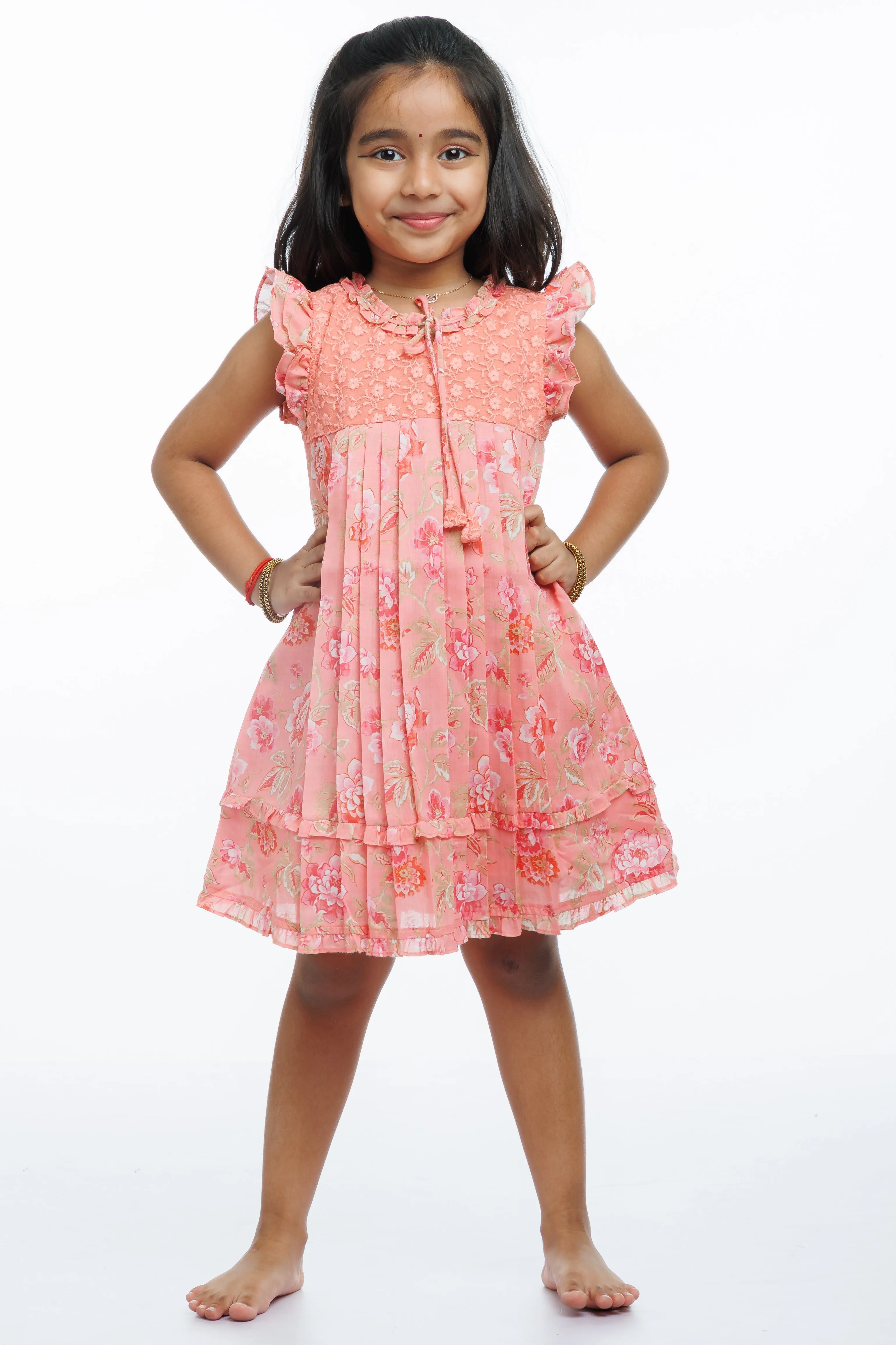 Enchanted Blossom: Girls Floral Cotton Summer Frock