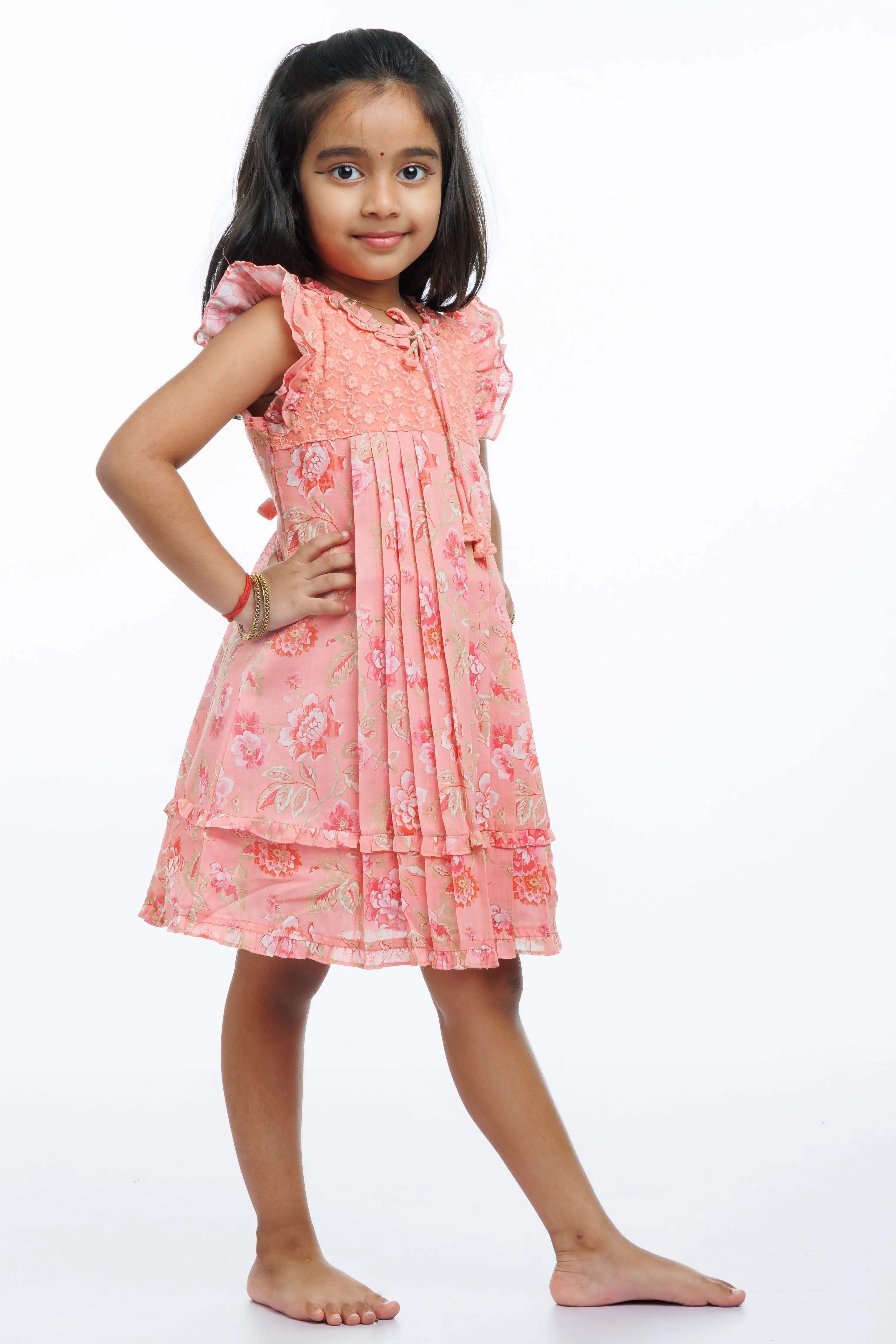 Enchanted Blossom: Girls Floral Cotton Summer Frock