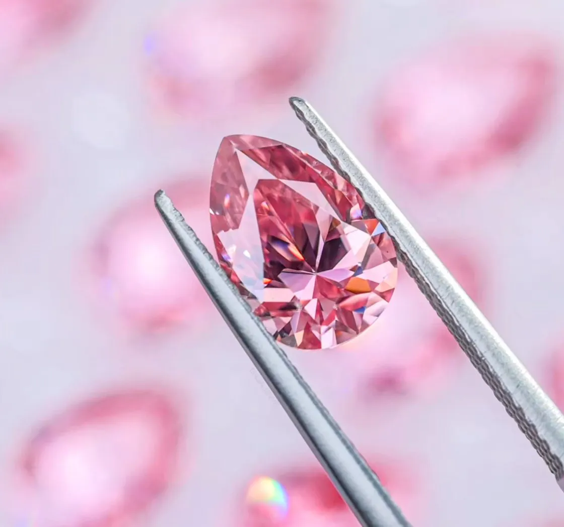 Fancy Pink Pear Cut Moissanite Stones