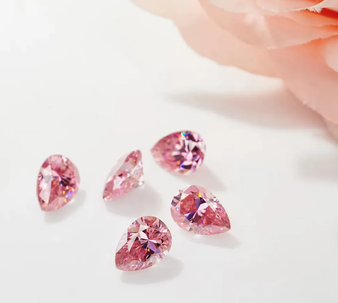 Fancy Pink Pear Cut Moissanite Stones