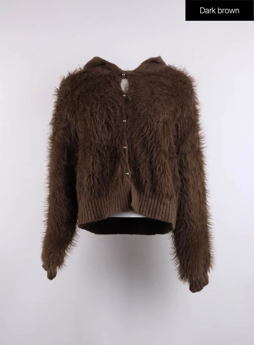 Faux Fur Button-Up Knit Cardigan CJ423