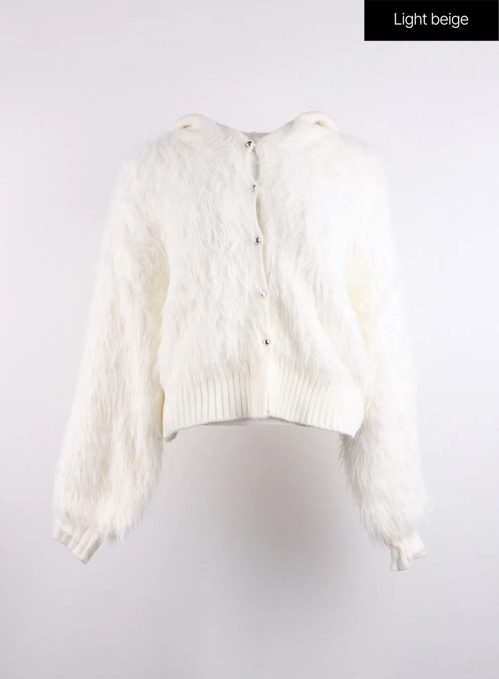 Faux Fur Button-Up Knit Cardigan CJ423