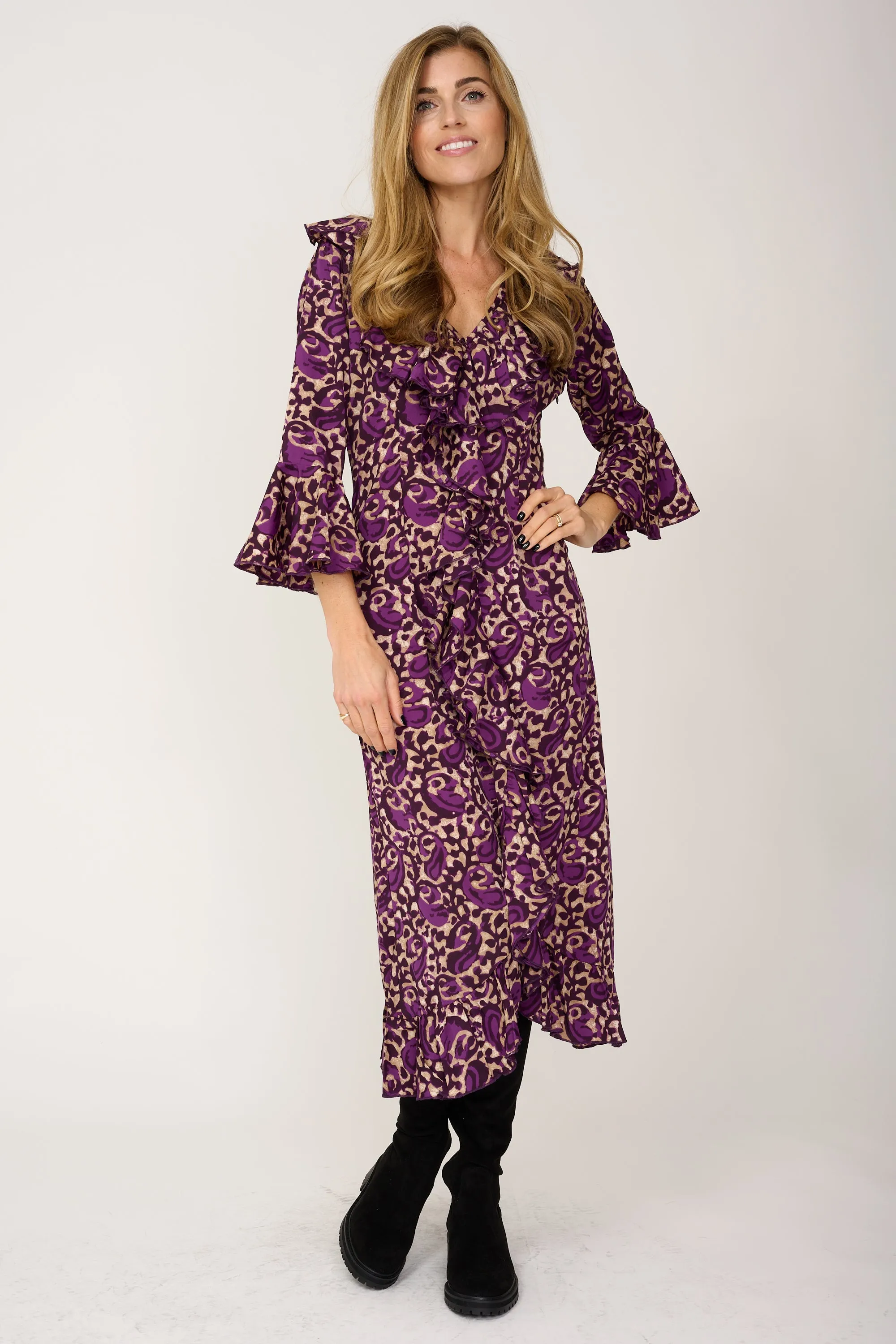 Felicity Midi Dress in Midnight Purple Swirl