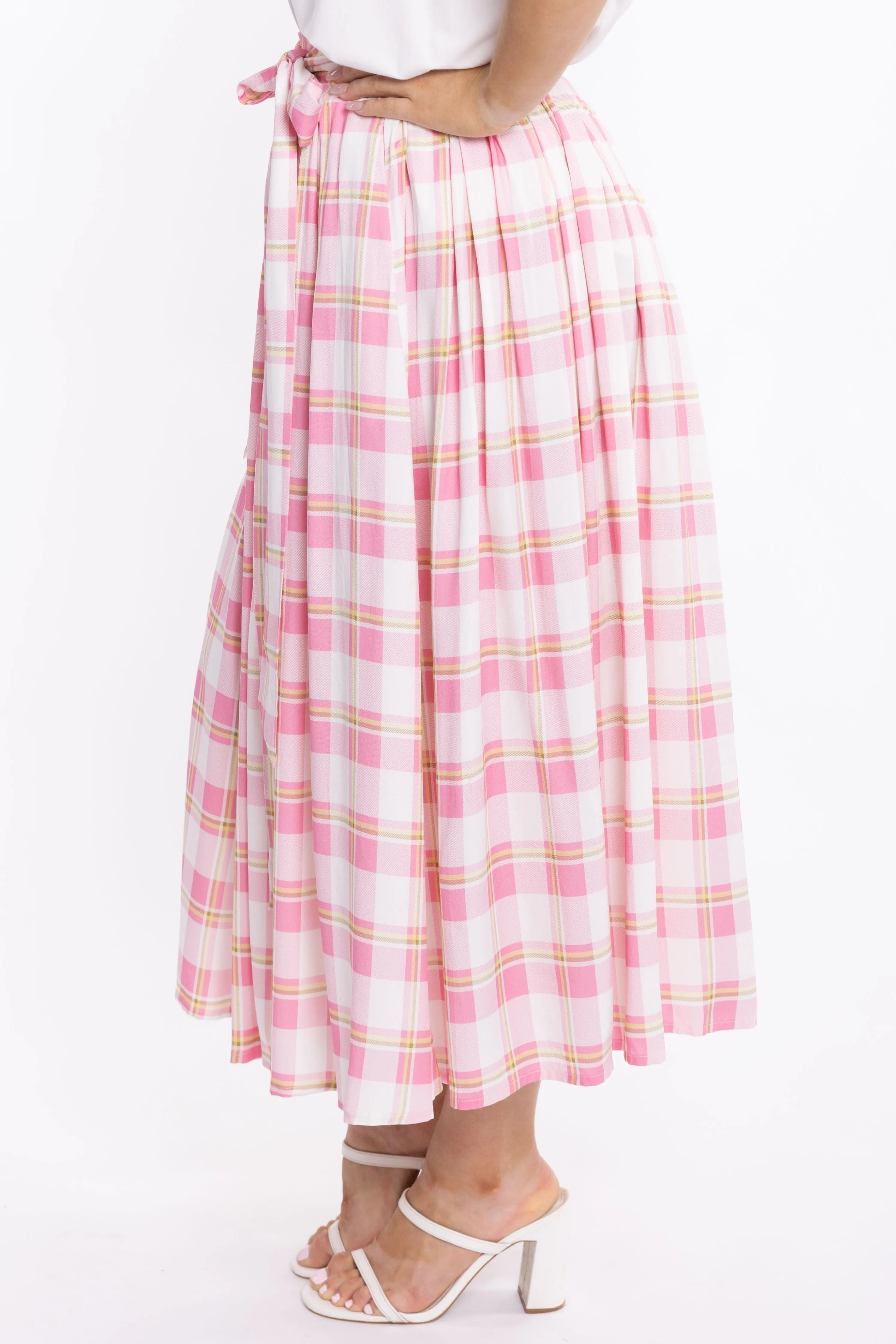 FINAL SALE Twirl Tie Skirt in Vintage Check