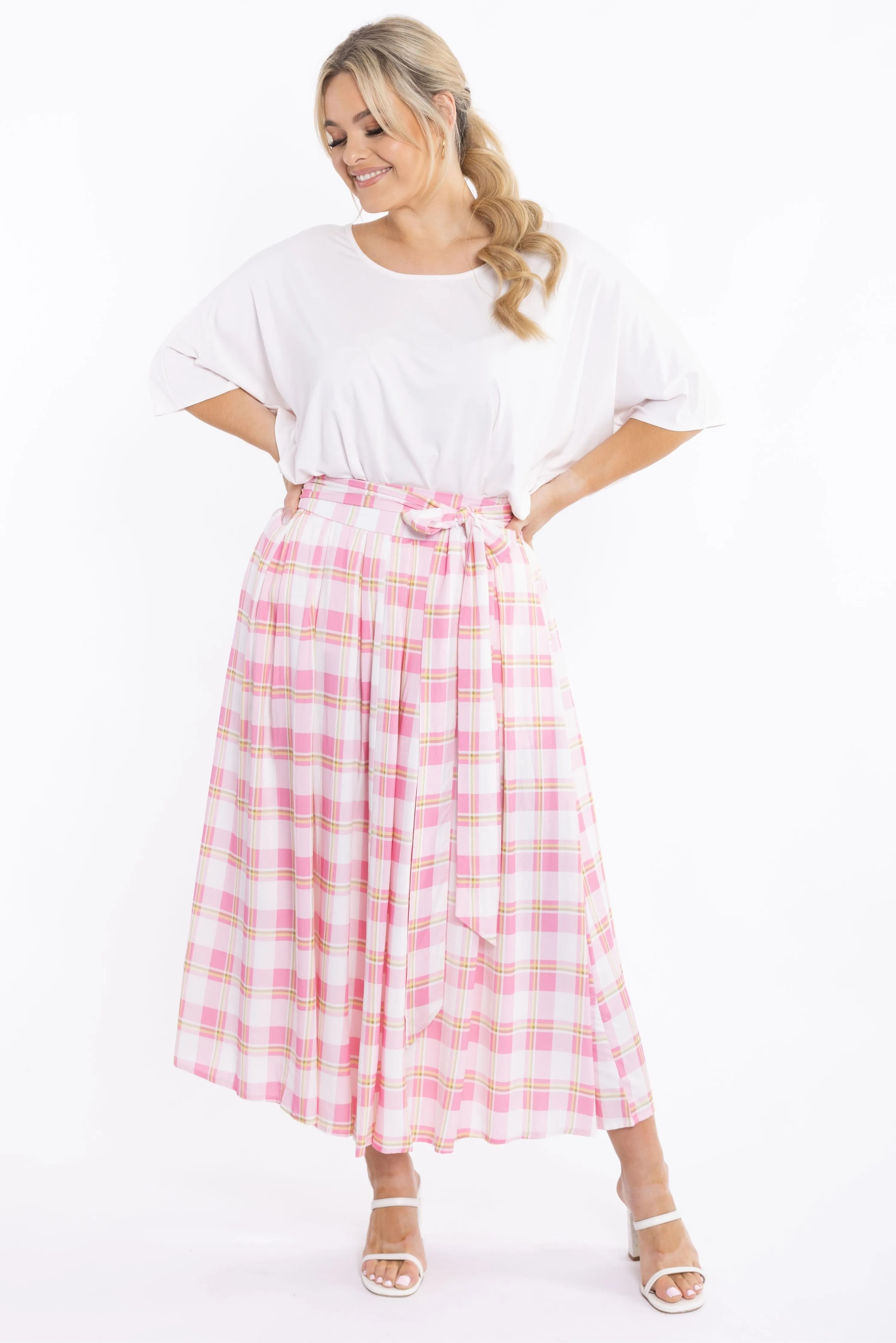 FINAL SALE Twirl Tie Skirt in Vintage Check