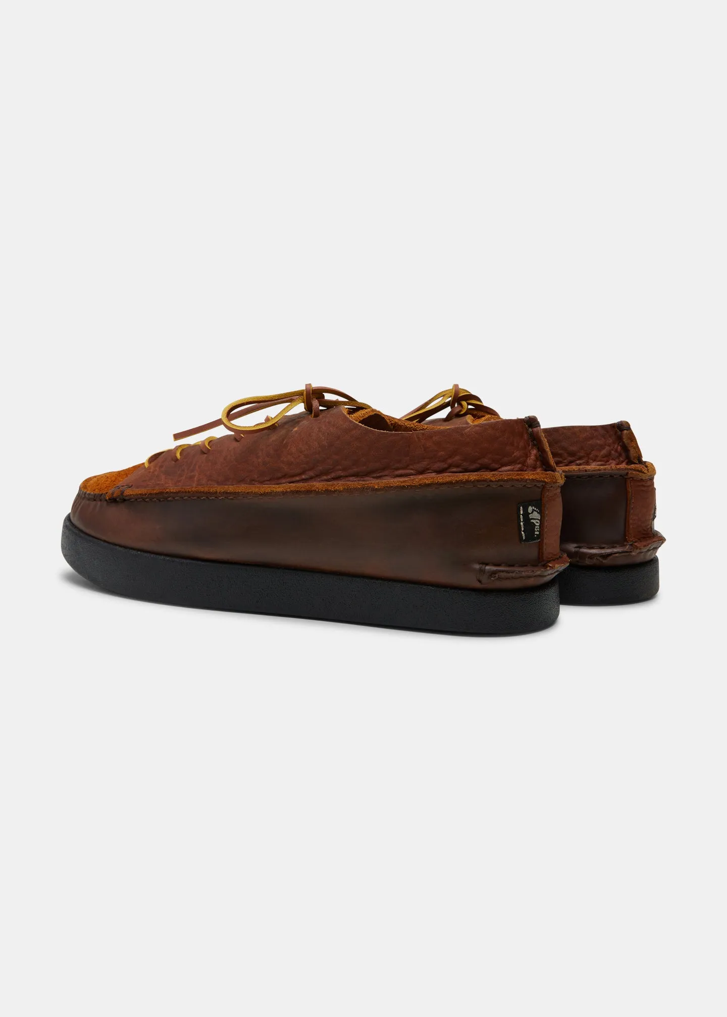 Finn Reverse Tumbled Leather Shoe On Negative Heel - Chestnut Brown