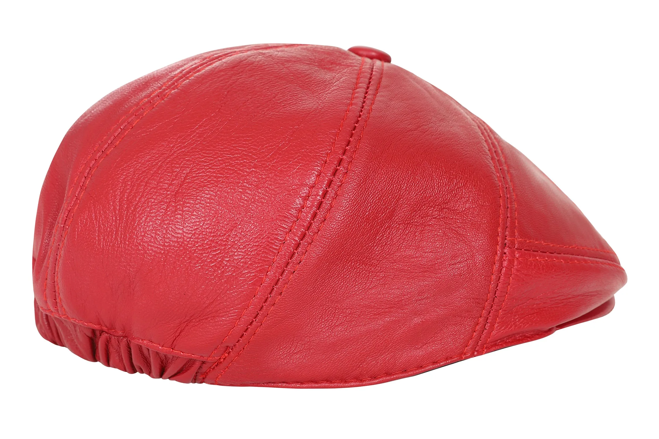 Genuine Dark Red Leather London Flat Cap - Timeless Classic