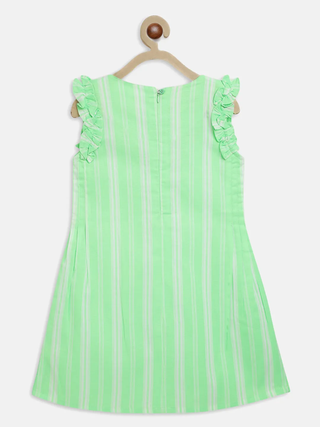 Girls Neon Green Striped Dress