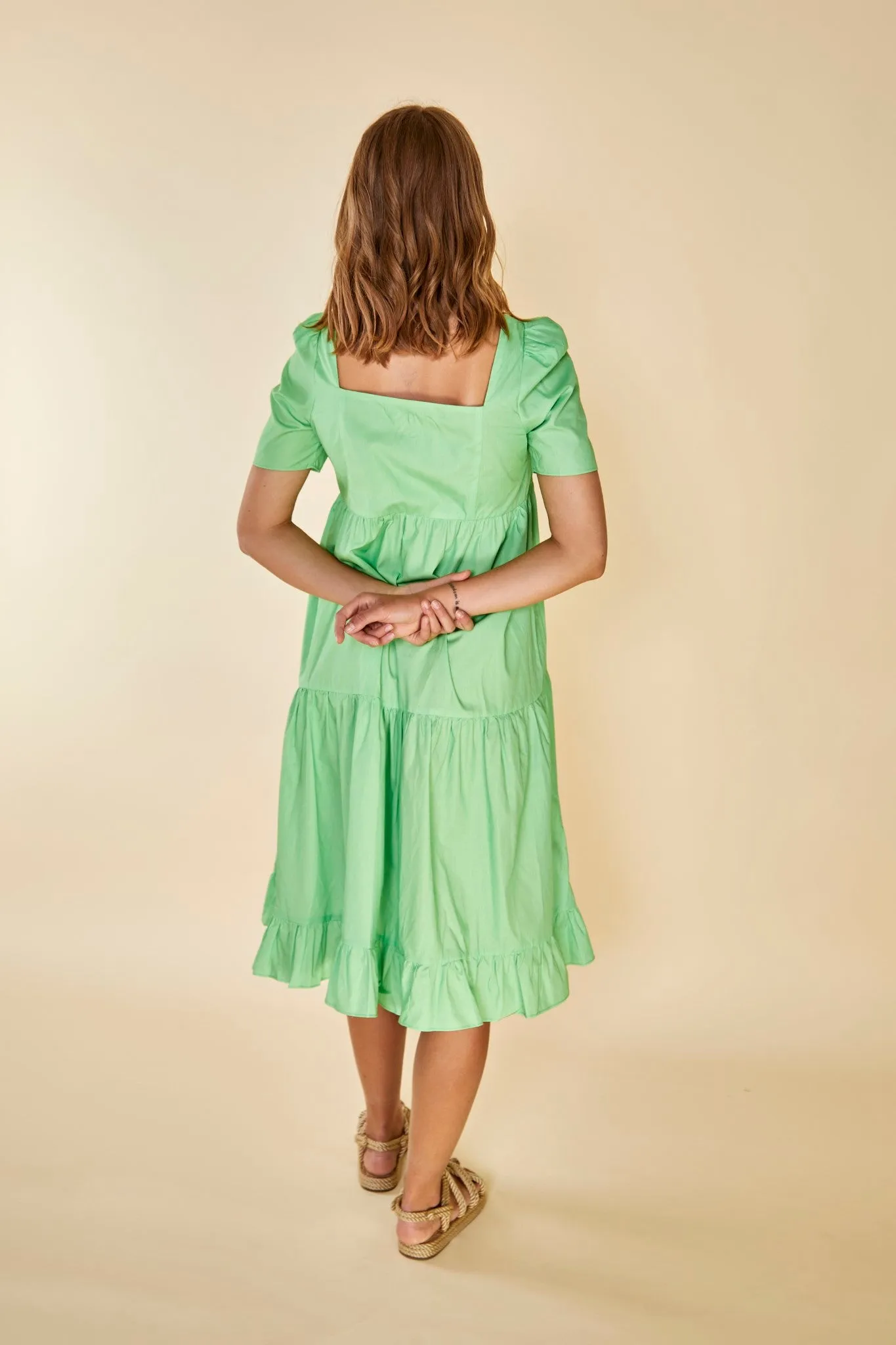 Glamorous Care Square Neck Tiered Smock Midi Dress