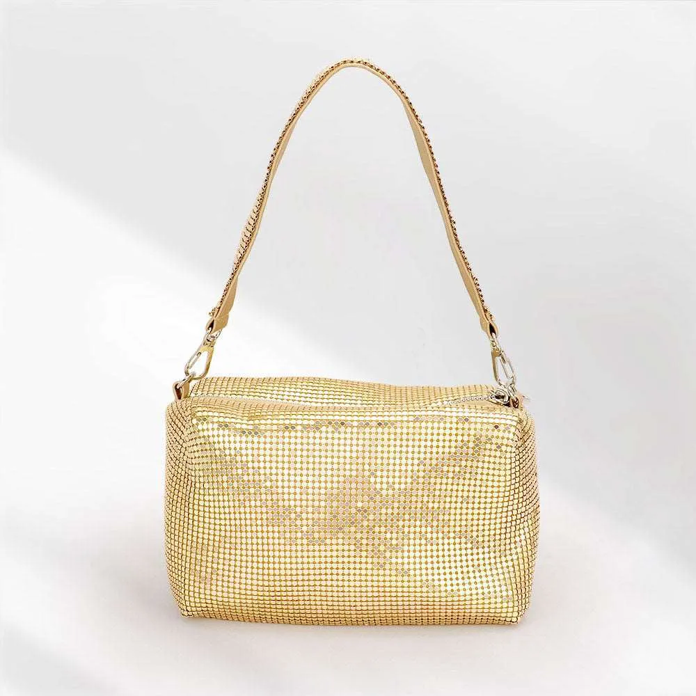 Gold Bling Rectangle Tote / Crossbody Bag