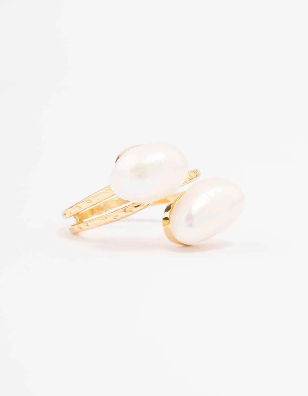 Gold Plated Double Pearl Wrapped Ring