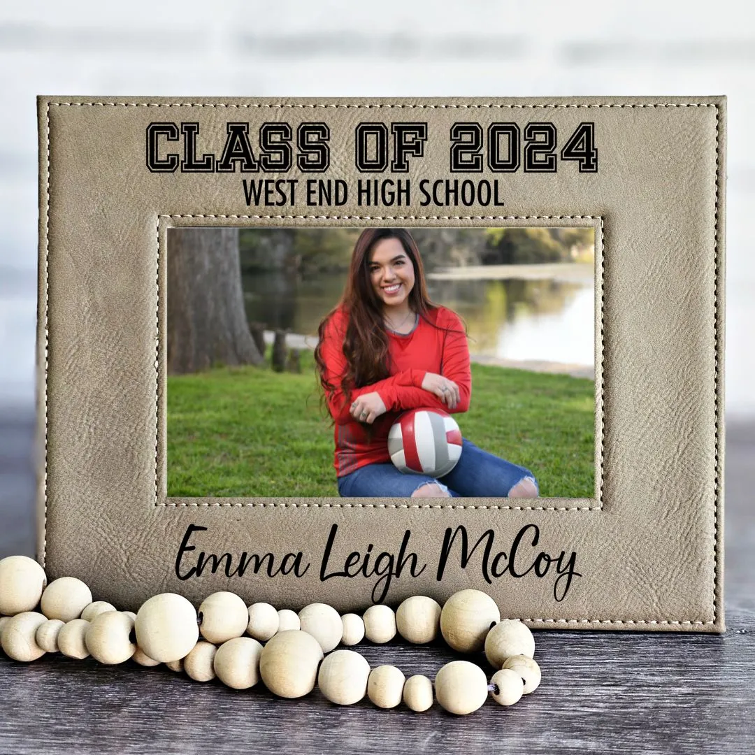 Graduation Picture Frame Engraved Light Brown/Black | Class of 2024 Graduation Gift