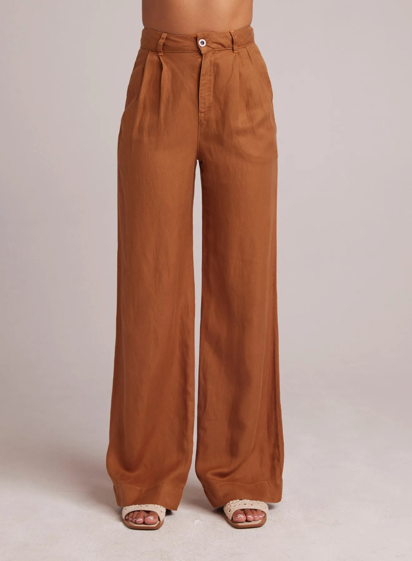 Greta Pleated Wide Leg Trouser - Golden Henna